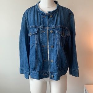 LOFT collarless denim jacket!